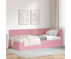 Lova Kampinė lovos konstrukcija Rožinė 100 cm x 200 cm Aksomas