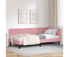 Lova Kampinė lovos konstrukcija Rožinė 100 cm x 200 cm Aksomas