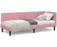 Lova Kampinė lovos konstrukcija Rožinė 80 cm x 200 cm Aksomas