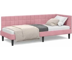Lova Kampinė lovos konstrukcija Rožinė 80 cm x 200 cm Aksomas