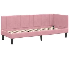 Lova Kampinė lovos konstrukcija Rožinė 80 cm x 200 cm Aksomas