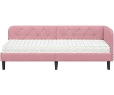 Lova Kampinė lovos konstrukcija Rožinė 80 x 200 cm Aksomas
