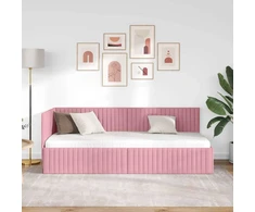 Lova Kampinė lovos konstrukcija Rožinė 80 cm x 200 cm Aksomas