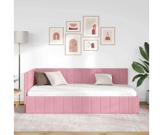 Lova Kampinė lovos konstrukcija Rožinė 90 cm x 190 cm Aksomas