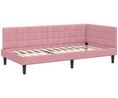 Lova Kampinė lovos konstrukcija Rožinė 90 cm x 200 cm Aksomas