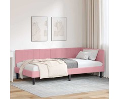 Lova Kampinė lovos konstrukcija Rožinė 90 cm x 200 cm Aksomas