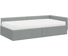 Lova Kampinė lovos konstrukcija su čiužiniu 2 pcs Šviesiai pilka