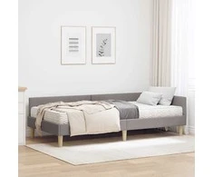 Lova Kampinė lovos konstrukcija su čiužiniu 2 pcs Taupe audinys