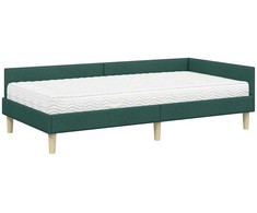 Lova Kampinė lovos konstrukcija su čiužiniu 2 pcs Žalia audinys
