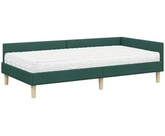 Lova Kampinė lovos konstrukcija su čiužiniu 2 pcs Žalia audinys