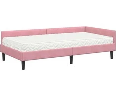 Lova Kampinė lovos konstrukcija su čiužiniu Kita 2 pcs Pilka Aksomas