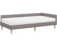 Lova Kampinė lovos konstrukcija su čiužiniu 2 pcs Taupe audinys
