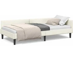 Lova Kampinė lovos konstrukcija Kreminė 90 cm x 200 cm Aksomas