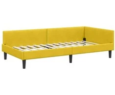 Lova Kampinė lovos konstrukcija Geltona 90 cm x 200 cm Aksomas