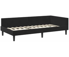 Lova Kampinė lovos konstrukcija Juodas 90 cm x 190 cm Aksomas
