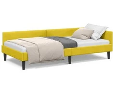 Lova Kampinė lovos konstrukcija Geltona 80 cm x 200 cm Aksomas