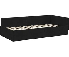Lova Kampinė lovos konstrukcija Juodas 80 cm x 200 cm audinys