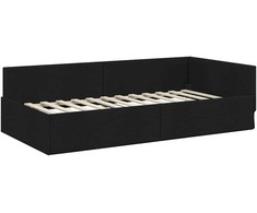 Lova Kampinė lovos konstrukcija Juodas 90 cm x 200 cm audinys