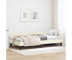 Lova Kampinė lovos konstrukcija Kreminė 90 cm x 200 cm Aksomas