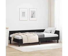 Lova Kampinė lovos konstrukcija Juodas 100 cm x 200 cm Aksomas