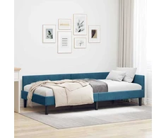 Lova Kampinė lovos konstrukcija Mėlyna 100 cm x 200 cm Aksomas