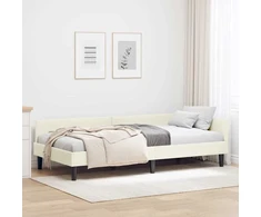Lova Kampinė lovos konstrukcija Kreminė 80 cm x 200 cm Aksomas