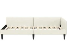 Lova Kampinė lovos konstrukcija Kreminė 80 cm x 200 cm Aksomas