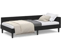 Lova Kampinė lovos konstrukcija Juodas 100 cm x 200 cm Aksomas
