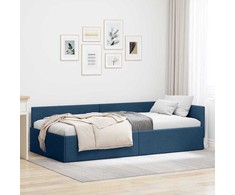 Lova Kampinė lovos konstrukcija Mėlyna 90 cm x 190 cm audinys