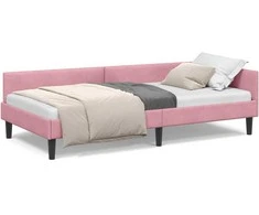 Lova Kampinė lovos konstrukcija Rožinė 90 cm x 190 cm Aksomas