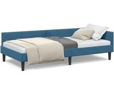 Lova Kampinė lovos konstrukcija Mėlyna 90 cm x 190 cm Aksomas
