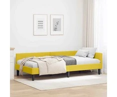 Lova Kampinė lovos konstrukcija Geltona 100 cm x 200 cm Aksomas