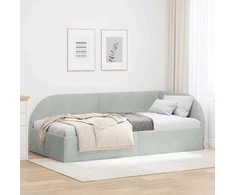 Lova Kampinė lovos konstrukcija Šviesiai pilka 80 x 200 cm Aksomas