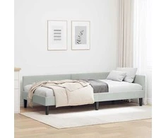 Lova Kampinė lovos konstrukcija Šviesiai pilka 100 cm x 200 cm