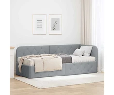 Lova Kampinė lovos konstrukcija Šviesiai pilka 80 x 200 cm audinys