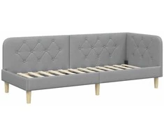 Lova Kampinė lovos konstrukcija Šviesiai pilka 80 x 200 cm audinys