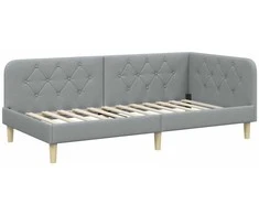Lova Kampinė lovos konstrukcija Šviesiai pilka 100 x 200 cm audinys