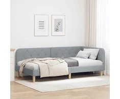 Lova Kampinė lovos konstrukcija Šviesiai pilka 100 x 200 cm audinys