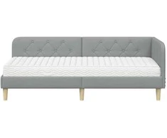 Lova Kampinė lovos konstrukcija Šviesiai pilka 80 x 200 cm audinys