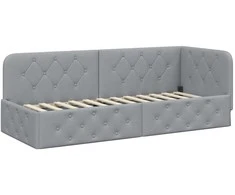 Lova Kampinė lovos konstrukcija Šviesiai pilka 80 x 200 cm audinys