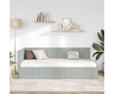 Lova Kampinė lovos konstrukcija Šviesiai pilka 90 cm x 190 cm