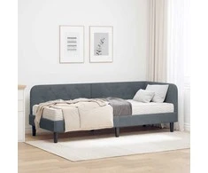 Lova Kampinė lovos konstrukcija Tamsiai pilka 80 x 200 cm Aksomas