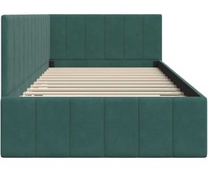 Lova Kampinė lovos konstrukcija Tamsiai žalia 90 cm x 200 cm Aksomas