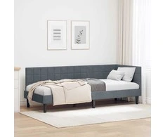 Lova Kampinė lovos konstrukcija Tamsiai pilka 80 cm x 200 cm Aksomas