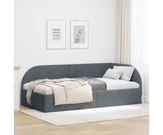 Lova Kampinė lovos konstrukcija Tamsiai pilka 80 cm x 200 cm Aksomas