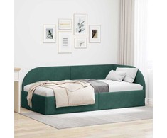 Lova Kampinė lovos konstrukcija Tamsiai žalia 90 cm x 200 cm Aksomas