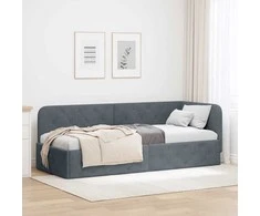 Lova Kampinė lovos konstrukcija Tamsiai pilka 80 x 200 cm Aksomas