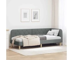 Lova Kampinė lovos konstrukcija Tamsiai pilka 80 x 200 cm audinys
