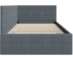 Lova Kampinė lovos konstrukcija Tamsiai pilka 90 cm x 200 cm Aksomas
