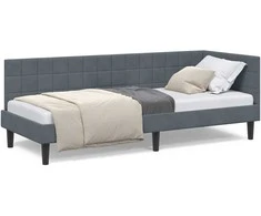 Lova Kampinė lovos konstrukcija Tamsiai pilka 80 cm x 200 cm Aksomas